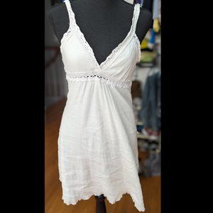 Cute White Sundress with Detailed Lace Trim